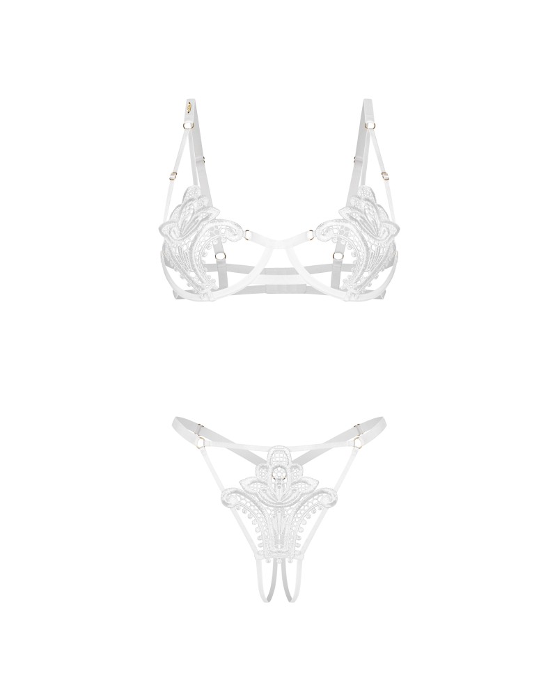 Luise Sublim White 2-pcs crotchless set S/M