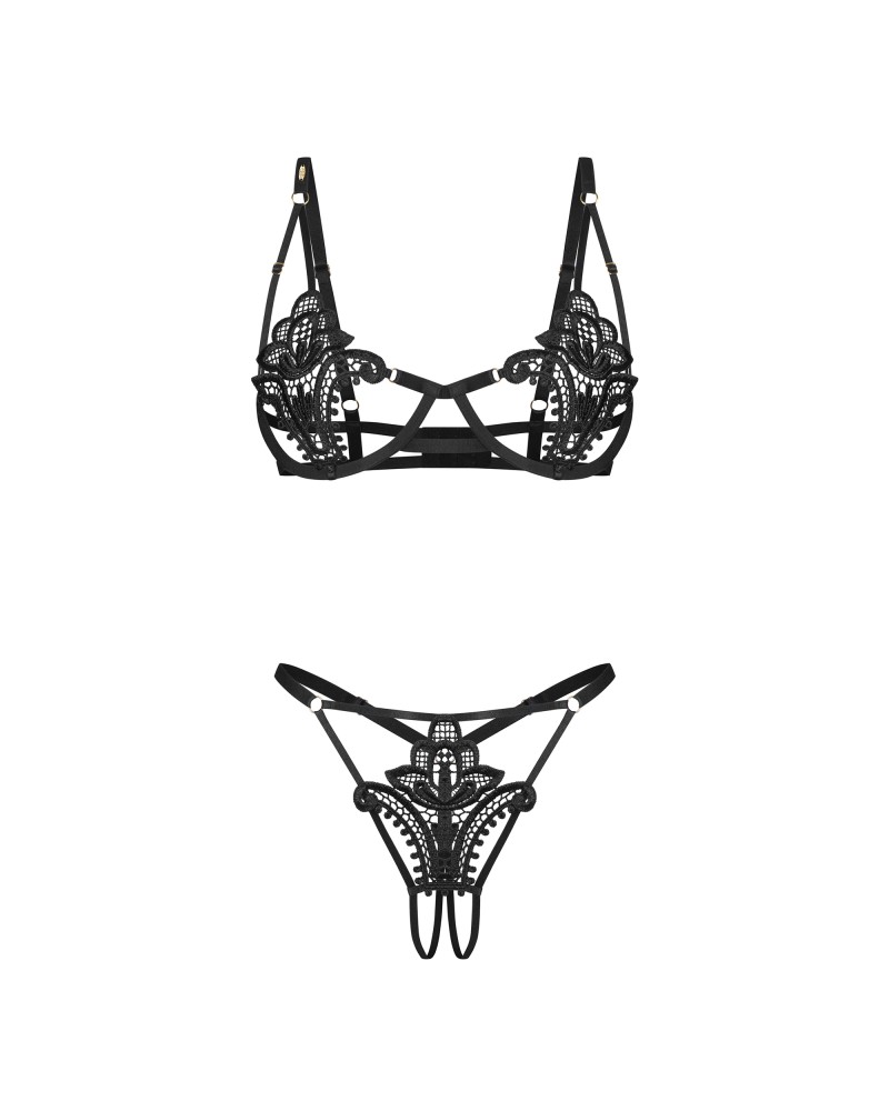 Luise Sublim Black 2-pcs crotchless set L/XL