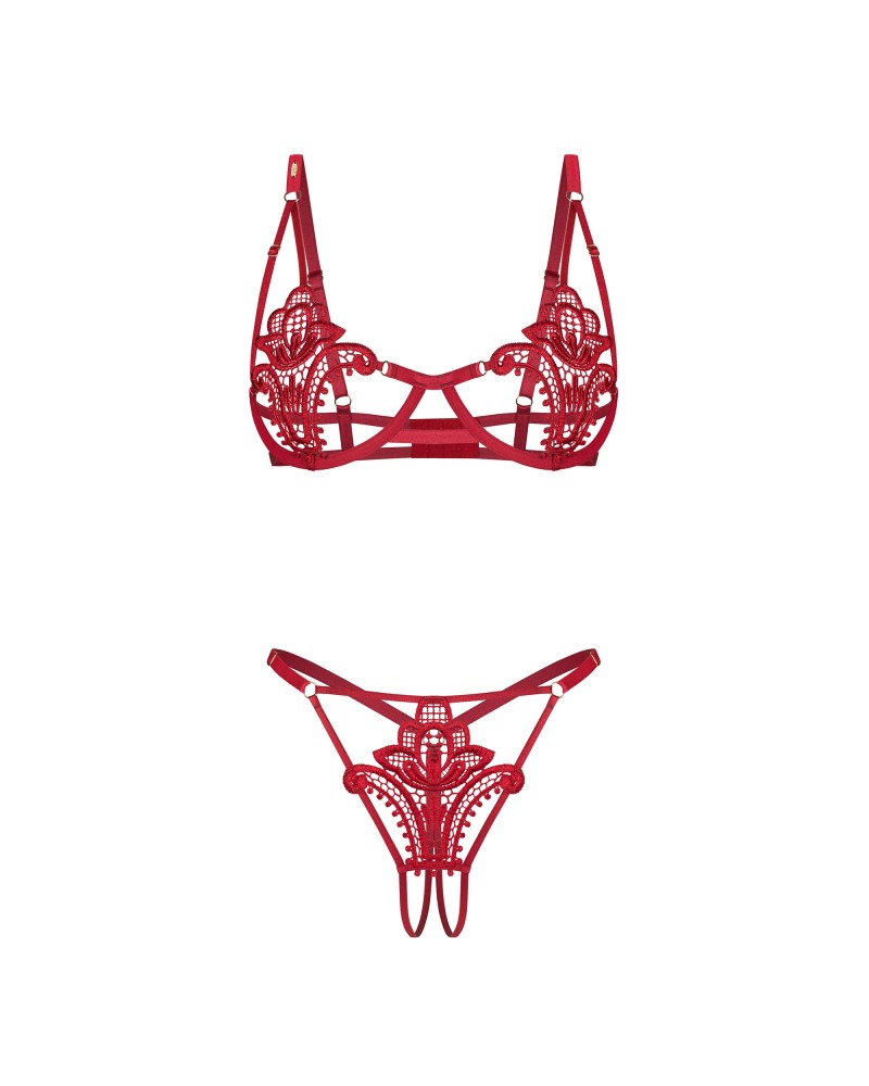 Luise Sublim Red 2-pcs crotchless set L/XL